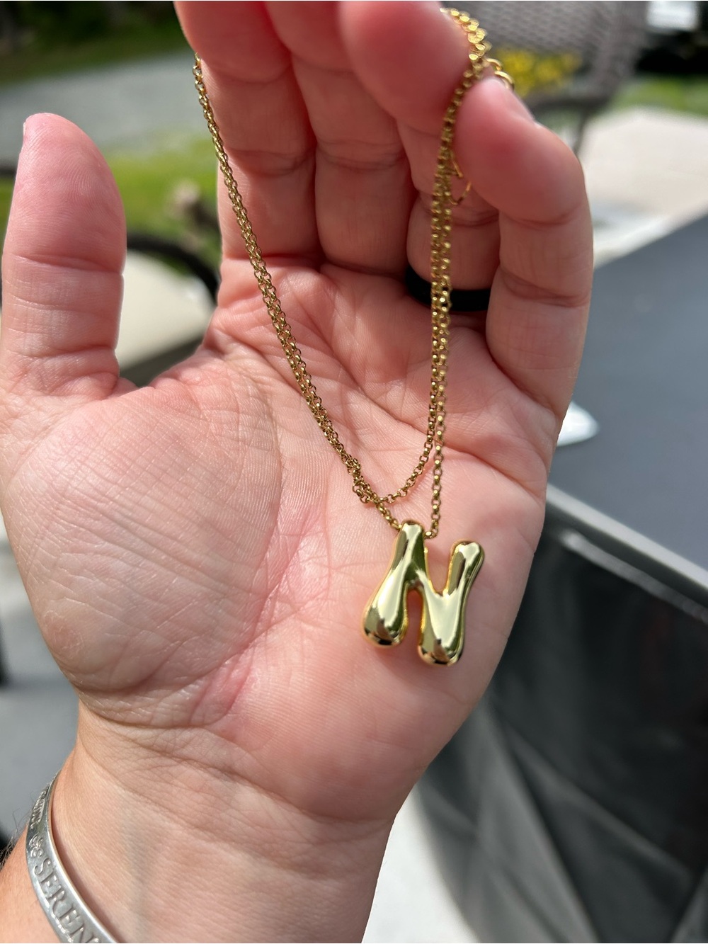 5/$25 Gold Letter 'N' Pendant Necklace - Elegant Initial Jewelry